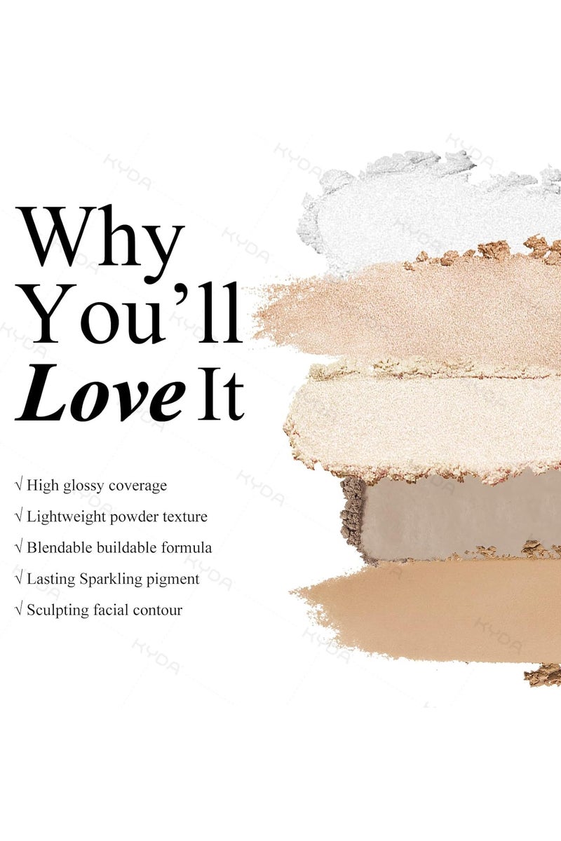 KYDA Face Highlighter Palette Glossy Glitter Highlight DAWN GLOW - Image 3