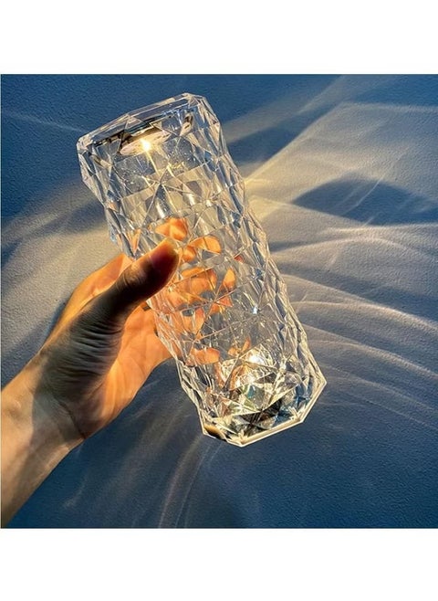 Crystal Diamond USB Touch Control 3-Colour Changing LED Table Lamp – Elegant Clear Crystal Design, Dimmable Touch Control, Adjustable LED Lighting, Perfect for Home Decor, Office & Bedroom