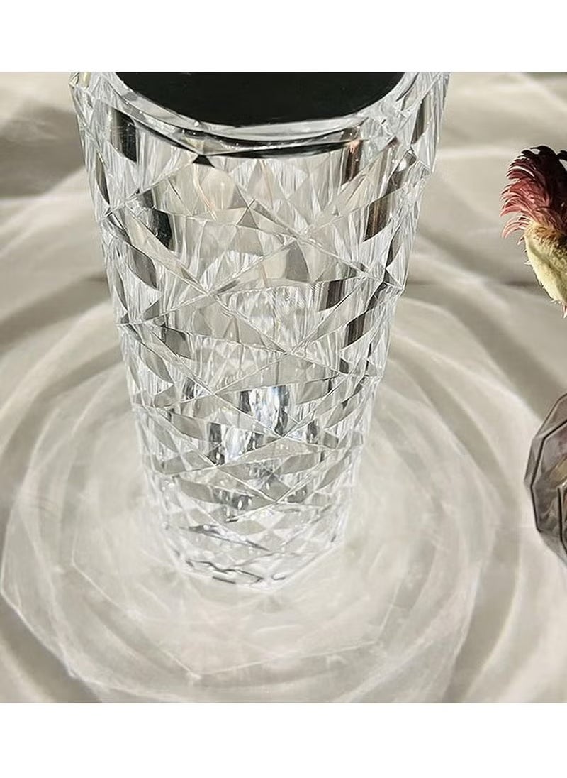 Crystal Diamond USB Touch Control 3-Colour Changing LED Table Lamp – Elegant Clear Crystal Design, Dimmable Touch Control, Adjustable LED Lighting, Perfect for Home Decor, Office & Bedroom