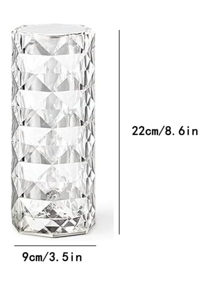 Crystal Diamond USB Touch Control 3-Colour Changing LED Table Lamp – Elegant Clear Crystal Design, Dimmable Touch Control, Adjustable LED Lighting, Perfect for Home Decor, Office & Bedroom