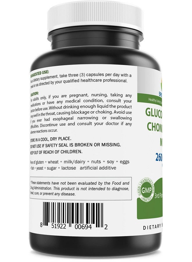 Brieofood Triple Strength Glucosamine Chondroitin MSM 2600mg/Serving Capsules, Supports Healthy Joint, Cartilage and Connective Tissue - Promotes Joint Comfort & Flexibility 180 Count - Image 3