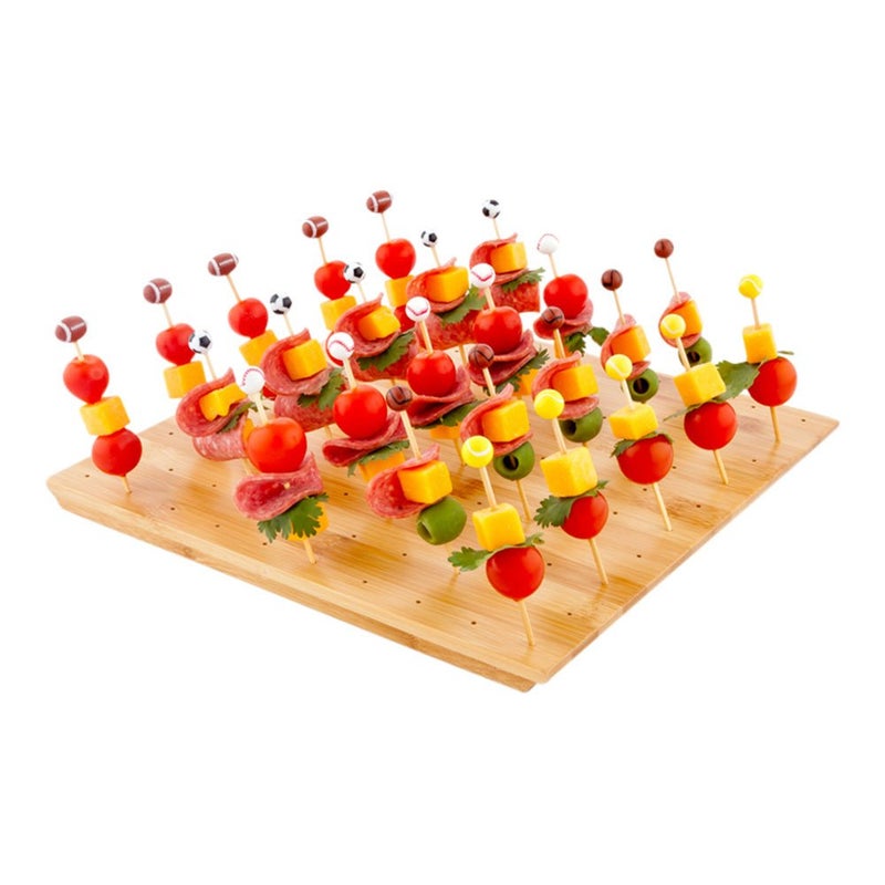 Restaurantware Restaurantware 12 x 12 x 1 Inch Pick Stand 1 Sturdy Skewer Holder  With 20 Slots Sustainable Bamboo Pick Holder For Buffets Banquets Or Catering Events Party Supplies 