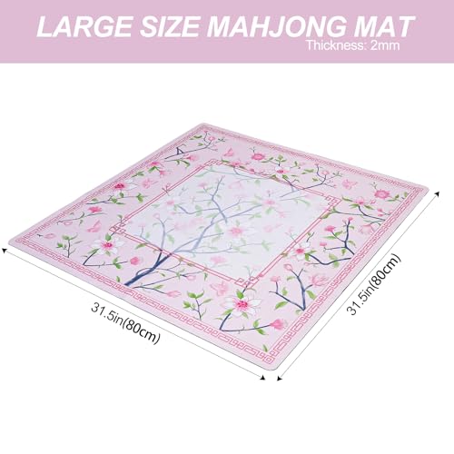 Jongyance Pink Printed Mahjong Mat 315x315 with Black Carrying Bag AntiSlip NoiseReducing Mahjong Table Mat for MahjonggPoker Board Games Dominoes and Card - Image 5