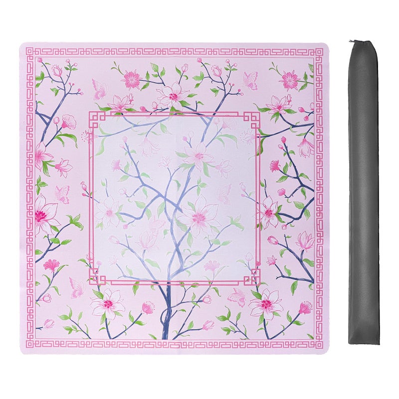 Jongyance Pink Printed Mahjong Mat 315x315 with Black Carrying Bag AntiSlip NoiseReducing Mahjong Table Mat for MahjonggPoker Board Games Dominoes and Card - Image 3