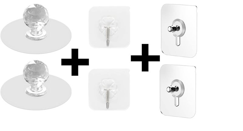Zoxito Wall Hanging Hooks for Wall Without DrillingSelf Adhesive Nails Wall Hooks Heavy Duty Strong Screw Mount Durable Water ResistantSelf Adhesive Drawer Knobs