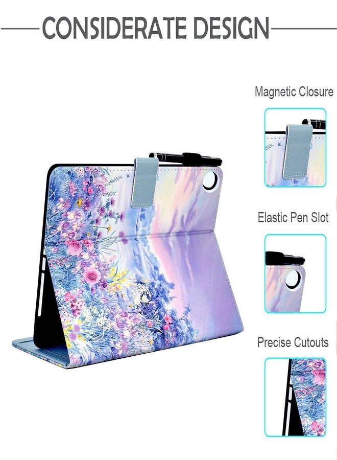 Funut for Samsung Galaxy Tab A9 Plus 2023 (SM-X210/X216/X218), PU Leather Folio Cover Multi-Angle Stand with Auto Wake/Sleep Case for 2023 Samsung Galaxy A9 Plus 10.9 Tablet,Purple Flower Sea - Image 5