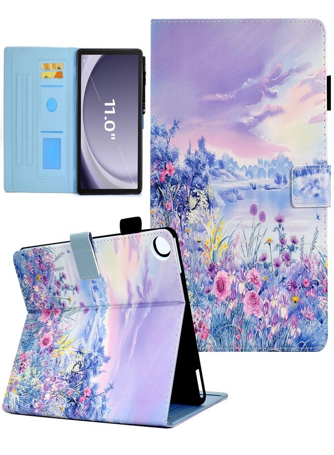 Funut for Samsung Galaxy Tab A9 Plus 2023 (SM-X210/X216/X218), PU Leather Folio Cover Multi-Angle Stand with Auto Wake/Sleep Case for 2023 Samsung Galaxy A9 Plus 10.9 Tablet,Purple Flower Sea - Image 1