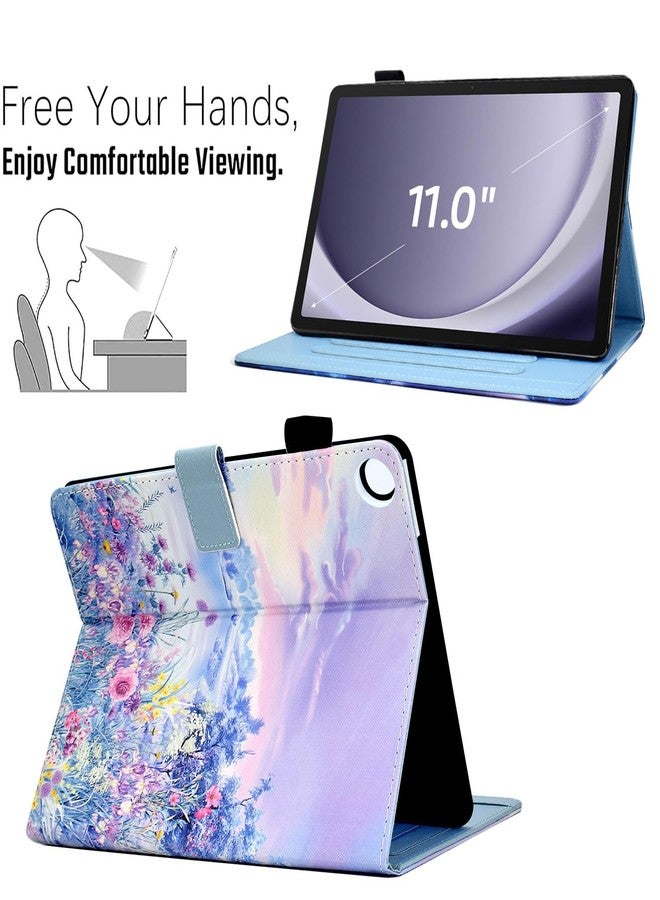 Funut for Samsung Galaxy Tab A9 Plus 2023 (SM-X210/X216/X218), PU Leather Folio Cover Multi-Angle Stand with Auto Wake/Sleep Case for 2023 Samsung Galaxy A9 Plus 10.9 Tablet,Purple Flower Sea - Image 3