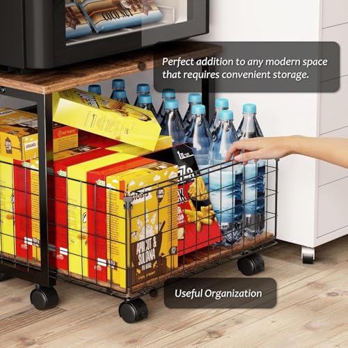 OGFC 37139 Space Saver Mini Fridge Stand,Fridge Stand with Storage,120LBS Mini Fridge Table with 4 Lockable Wheels,Fridge Cart for Dorm, Home, Kitchen, Office-Black - Image 5