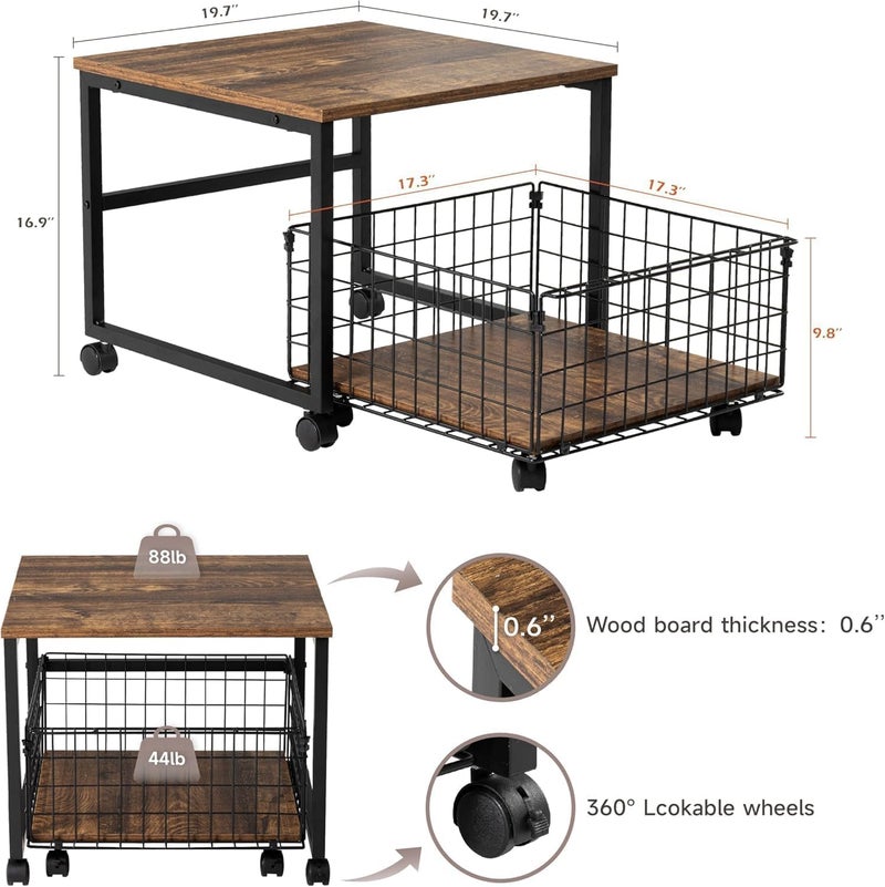 OGFC 37139 Space Saver Mini Fridge Stand,Fridge Stand with Storage,120LBS Mini Fridge Table with 4 Lockable Wheels,Fridge Cart for Dorm, Home, Kitchen, Office-Black - Image 4