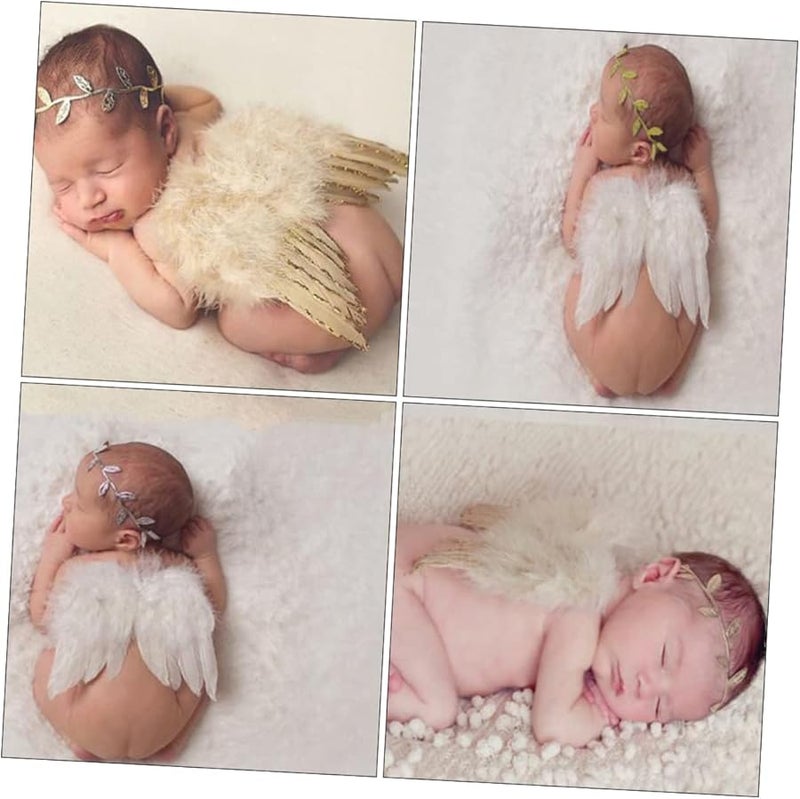 Newborn Photography Props with Leaf Headband Soft Photo Outfit for Baby Photoshoot - Image 5