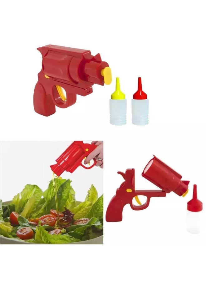 مسدس توزيع الصوصات والبهارات المبتكر - موزع كاتشب ومايونيز ممتع لحفلات الشواء | قلم تزيين الكيك بالشوكولاتة والكريمة | يتضمن علبة مرنة قابلة لإعادة التعبئة | أداة مطبخ متينة وعملية. - Image 3