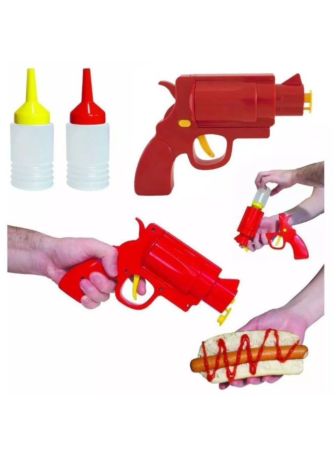 مسدس توزيع الصوصات والبهارات المبتكر - موزع كاتشب ومايونيز ممتع لحفلات الشواء | قلم تزيين الكيك بالشوكولاتة والكريمة | يتضمن علبة مرنة قابلة لإعادة التعبئة | أداة مطبخ متينة وعملية. - Image 4