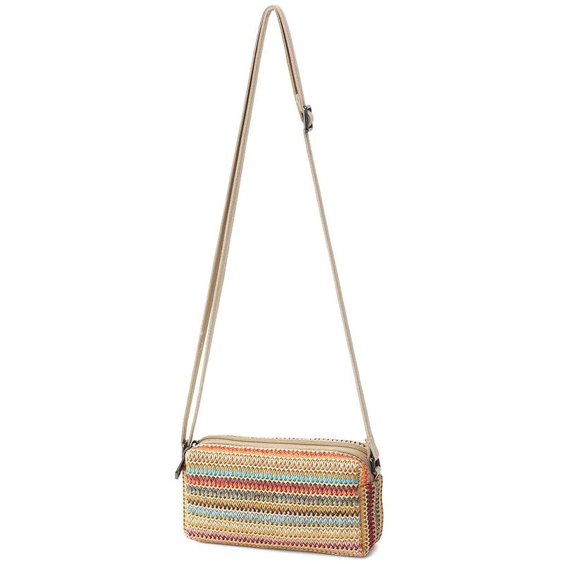 BBORGDC Boho Small Straw Crossbody Purse for Women - Adjustable Strap Dual Compartment Phone Bag, Vacation Travel Cell Phone Purse Wallet, Original Design Gift - Image 1