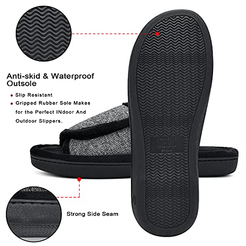 DL Adjustable Men's Memory Foam Slippers - Open Toe House Slippers for Indoor/Outdoor Use, Comfortable and Breathable, Size 13-14, Light Grey - Image 5