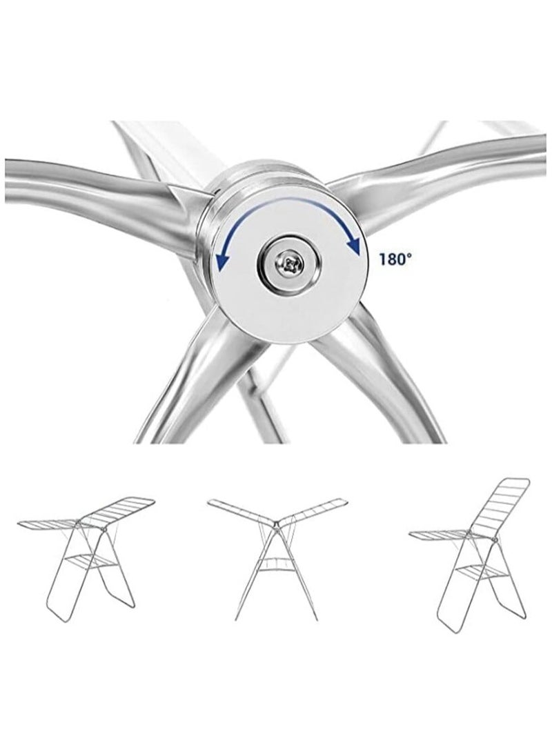 VIO Stainless Steel Gullwing Cloth Drying Rack 5 Bar Foldable Collapsible Space Saving Laundry Clothes Dryer Stand for Home Indoor Outdoor Durable Easy Storage Durable Adjustable Rust Resistant  - Image 2