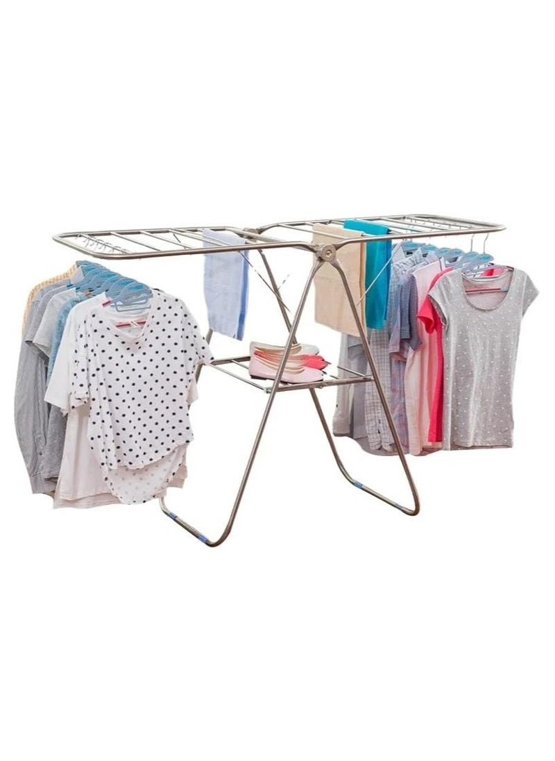 VIO Stainless Steel Gullwing Cloth Drying Rack 5 Bar Foldable Collapsible Space Saving Laundry Clothes Dryer Stand for Home Indoor Outdoor Durable Easy Storage Durable Adjustable Rust Resistant  - Image 4