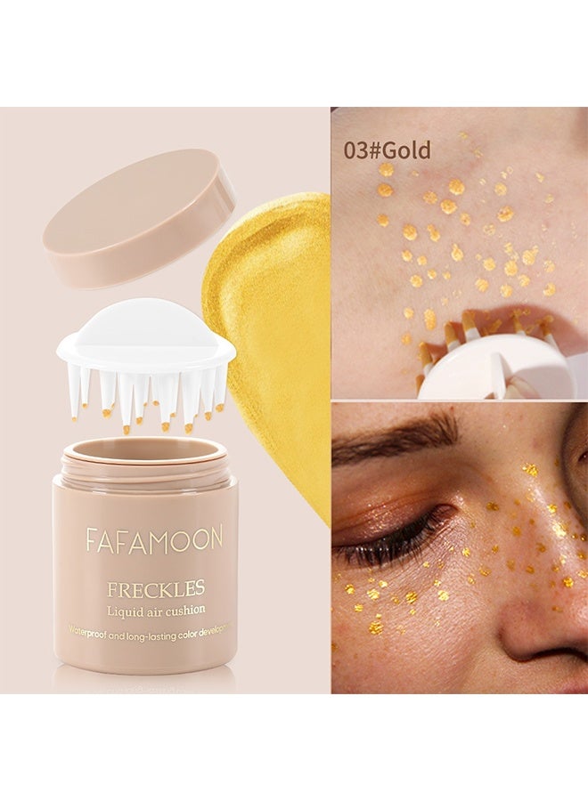 FAFAMOON Freckles Liquid Air Cushion - Fake Freckles Stamp Air Cushion, Long Lasting Waterproof Quick Dry，Lifelike Magic Freckles Stamp Marker for Natural Sunkissed Makeup, # 03 Gold - Image 2