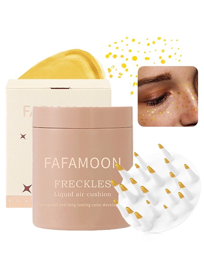 FAFAMOON Freckles Liquid Air Cushion - Fake Freckles Stamp Air Cushion, Long Lasting Waterproof Quick Dry，Lifelike Magic Freckles Stamp Marker for Natural Sunkissed Makeup, # 03 Gold - Image 1