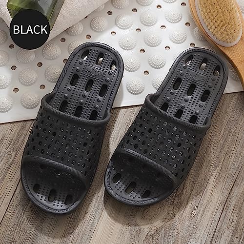 Xomiboe Shower Shoes Men Shower Slippers Women Non Slip Flip Flops Bathroom for College Dorm Room Essentials Sandals Slides With Holes Students Boys Girl Gym (Black,EU48-49) - Image 2