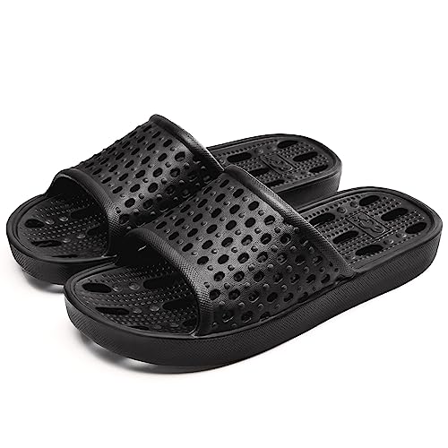 Xomiboe Shower Shoes Men Shower Slippers Women Non Slip Flip Flops Bathroom for College Dorm Room Essentials Sandals Slides With Holes Students Boys Girl Gym (Black,EU48-49) - Image 3