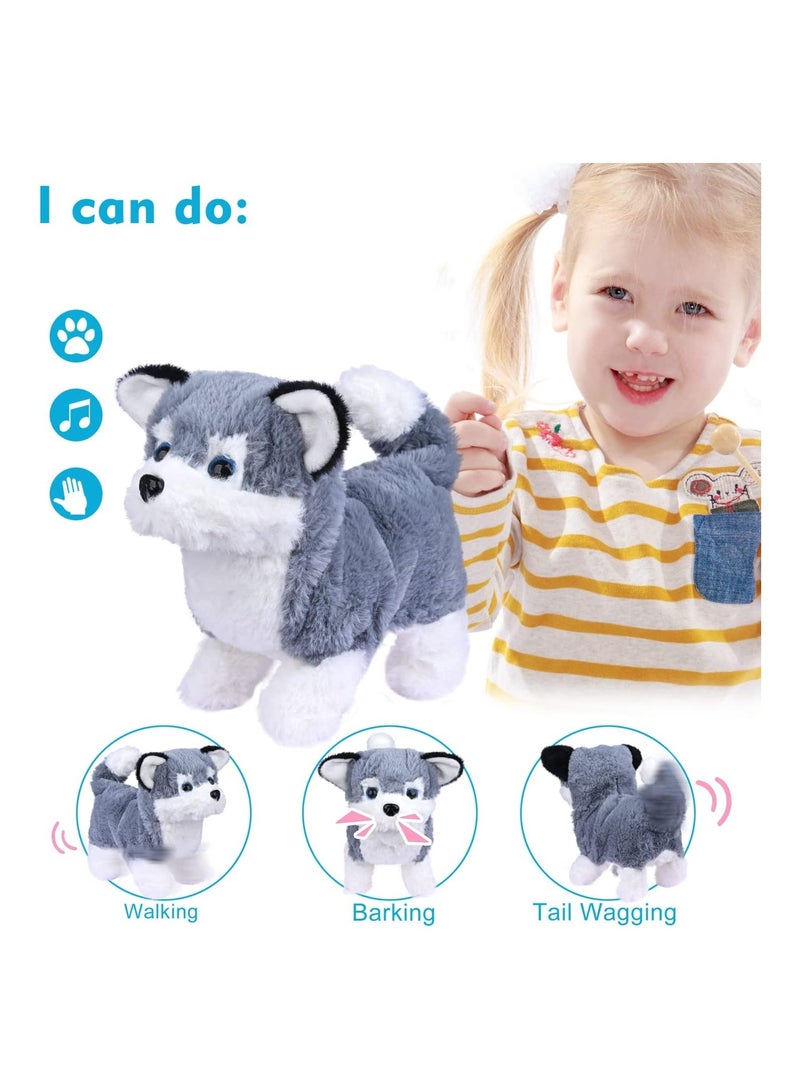 Excefore Plush Interactive Toy Electronic Pet Plush Golden Retriever Toy Puppy Electronic Interactive Pet Dog Can Walking Barking Tail Wagging Stretching Companion Animal for Kids (Alaska Dog) - Image 2