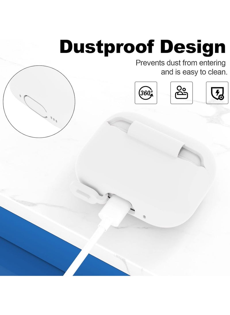 ACLIX AirPods Pro 2nd Generation Case Cover, Protective Silicone Skin Accessories with Keychain for Apple AirPods Pro Generation 2, Front LED Visible, white - Image 3