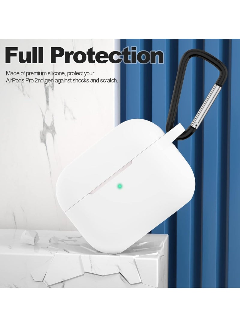ACLIX AirPods Pro 2nd Generation Case Cover, Protective Silicone Skin Accessories with Keychain for Apple AirPods Pro Generation 2, Front LED Visible, white - Image 4