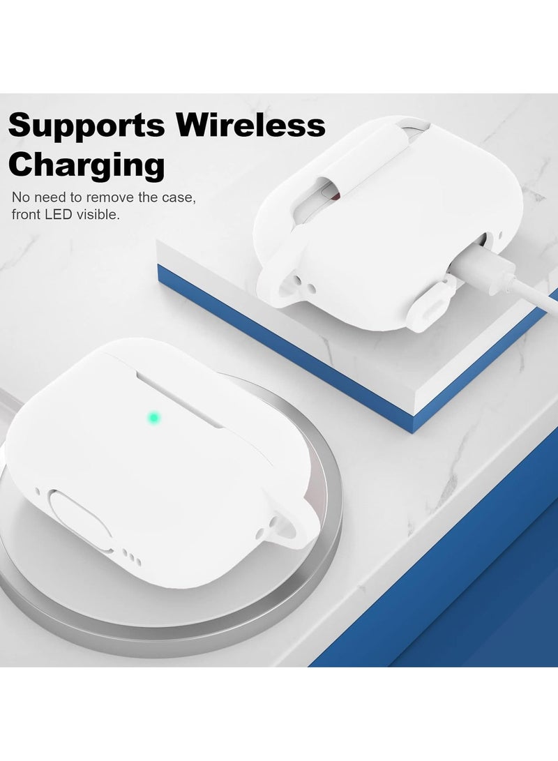 ACLIX AirPods Pro 2nd Generation Case Cover, Protective Silicone Skin Accessories with Keychain for Apple AirPods Pro Generation 2, Front LED Visible, white - Image 5