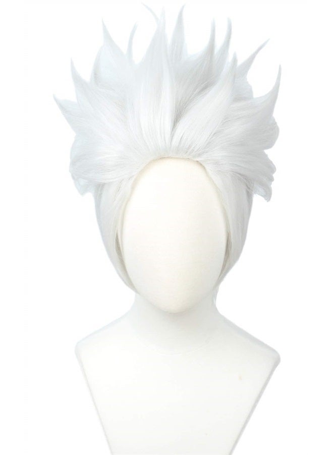 Linfairy Short Layered Cosplay Wig Halloween Costume Silvery White Wig Not Style - Image 1
