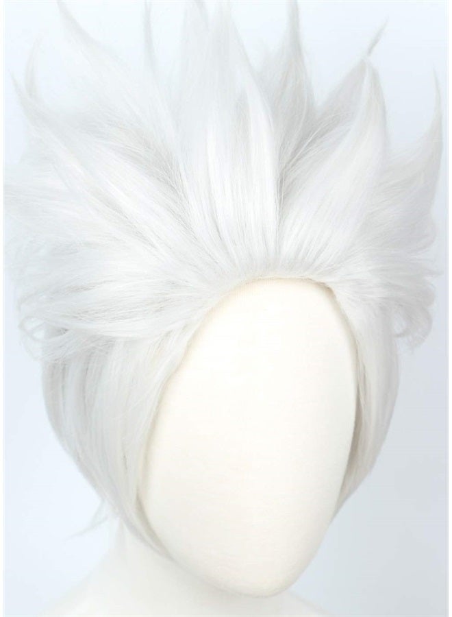 Linfairy Short Layered Cosplay Wig Halloween Costume Silvery White Wig Not Style - Image 5