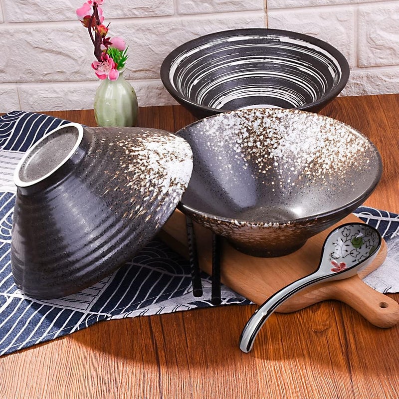 Cerficer 32 oz Large Ceramic Ramen Bowl Set of 2 Japanese Porcelain Noodle Bowls for Pho Cereal - Image 5