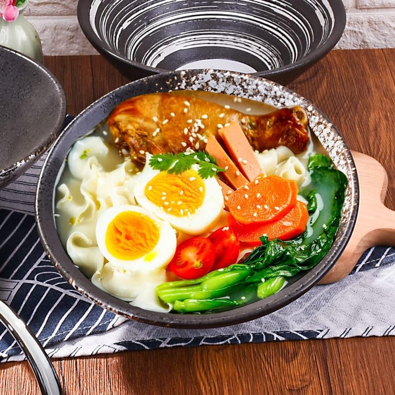 Cerficer 32 oz Large Ceramic Ramen Bowl Set of 2 Japanese Porcelain Noodle Bowls for Pho Cereal - Image 2