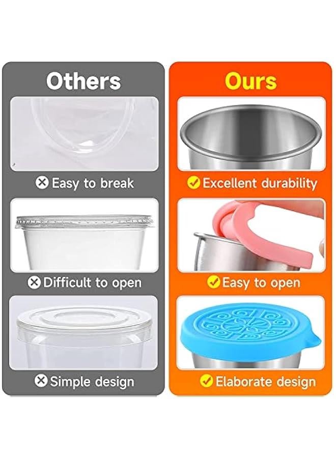 FYLX Salad Dressing Container To Go4x 17 Oz Kids Lunch Container，Reusable Stainless Steel Sauce Cu Containers Leakproof Silic Lids for Lunch Bento Box Picnic and Travel - Image 5