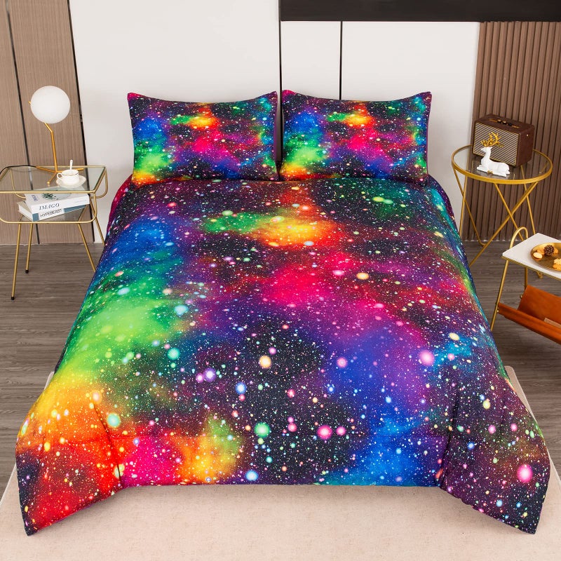Tailor Shop Galaxy Comforter Set Colorful Outer Space Rainbow Bedding Set Twin for Girls Boys Kids Bedroom Decoration - Includes 1 Comforter 1 Pillowcaseâ€¦â€¦ - Image 3