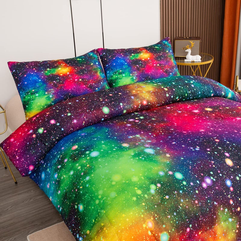 Tailor Shop Galaxy Comforter Set Colorful Outer Space Rainbow Bedding Set Twin for Girls Boys Kids Bedroom Decoration - Includes 1 Comforter 1 Pillowcaseâ€¦â€¦ - Image 2