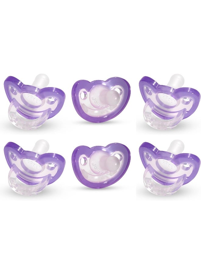 RaZbaby Jollypop Pacifier for Babies 3 Months and Up, USA Made, Natural Shaped Orthodontic Binky, Lovingly Shared in NICUs & Hospitals Worldwide, Medical-Grade 100% BPA-Free - 6 Pack - Lavender - Image 1