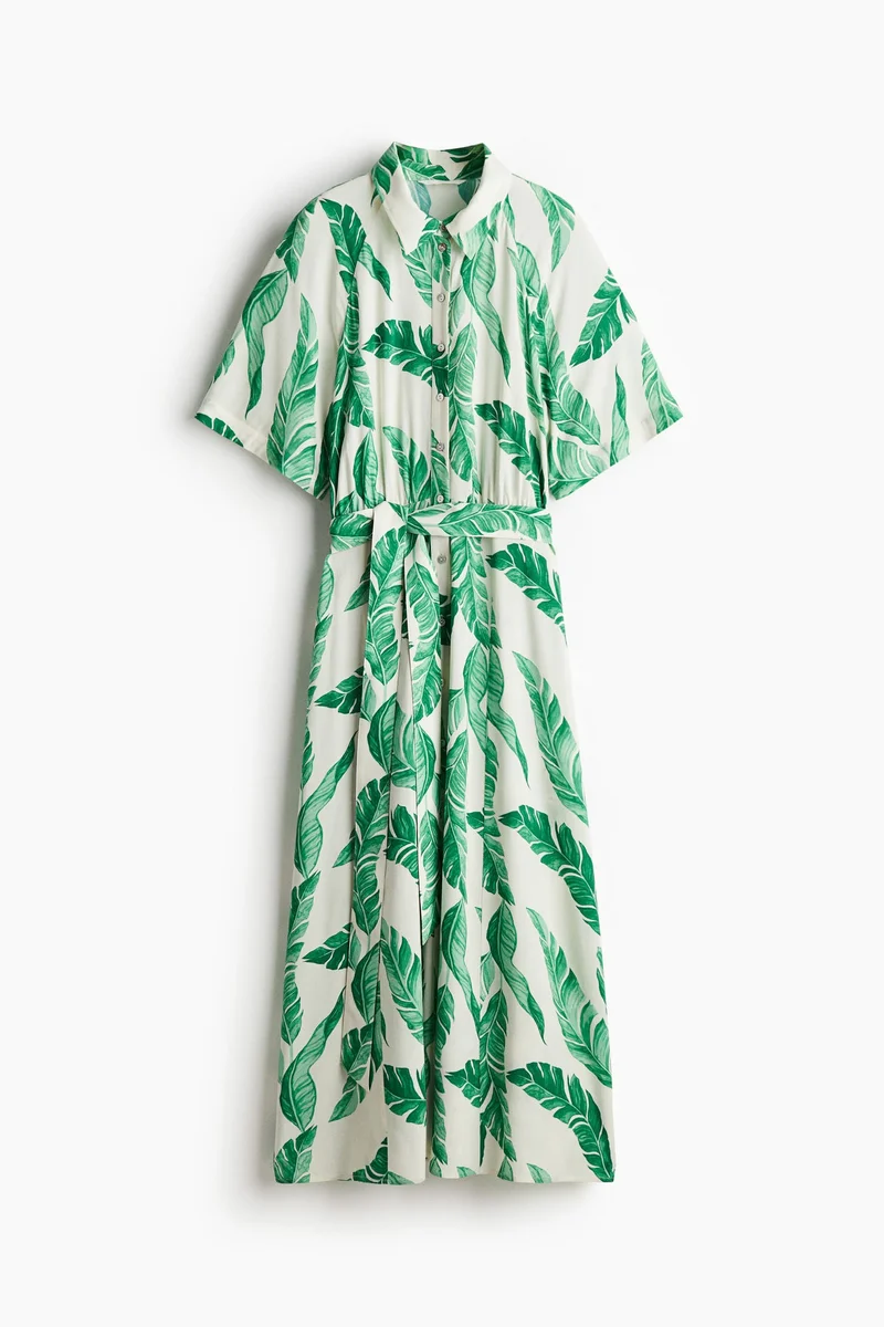 اتش اند ام Tie-belt shirt dress