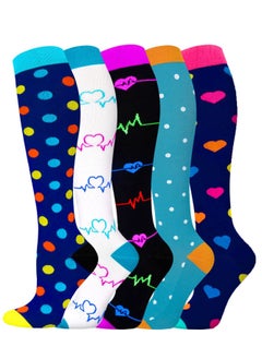 5 pairs Premium Graduated Compression Socks for Men & Women - 20-30mmHg Knee High Support for Running, Soccer, Nurses, Circulation Size S/M