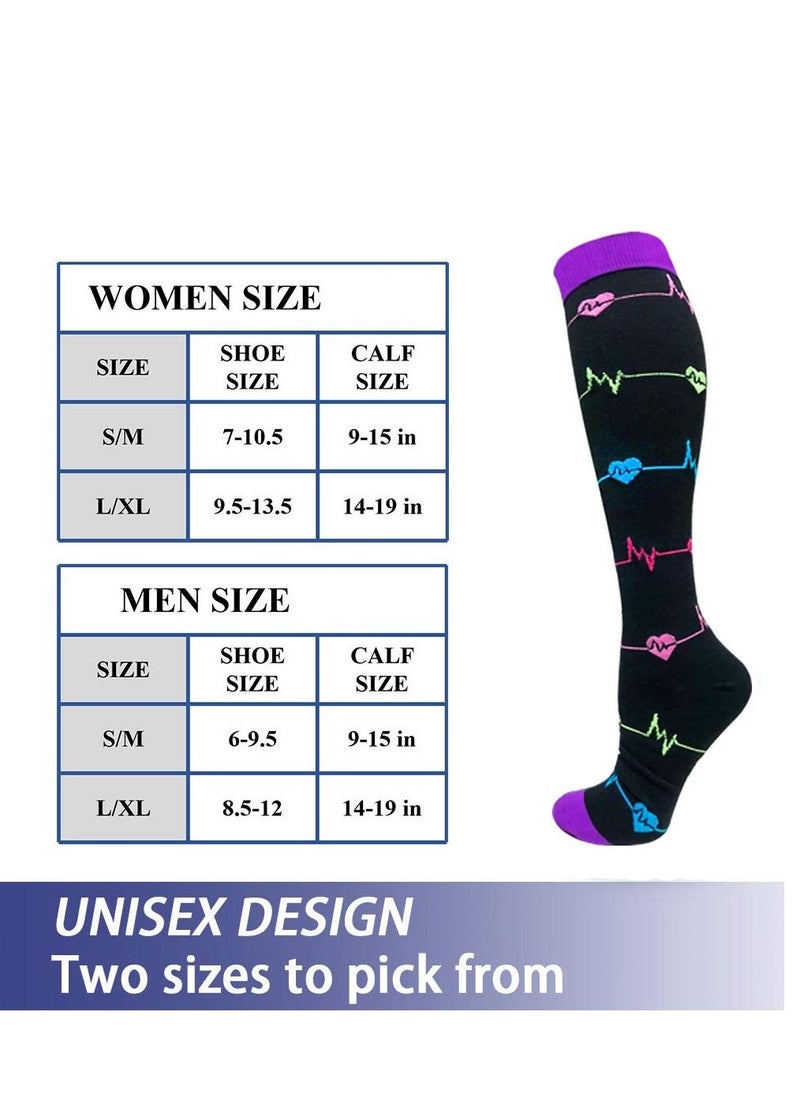 Sweet seven - 5 pairs Premium Graduated Compression Socks for Men & Women - 20-30mmHg Knee High Support for Running, Soccer, Nurses, Circulation Size S/M - Image 1