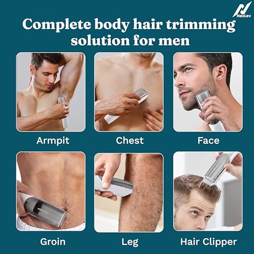 NexLev Body & Intimate Trimmer for Men | Pubic Hair - Private Part Trimmer and Body Groomer |Vacuum for Mess Free Trimming | Ceramic Blades | Curved Edge for Safety | IPX7 Waterproof | TypeC |TM-05 - Image 2