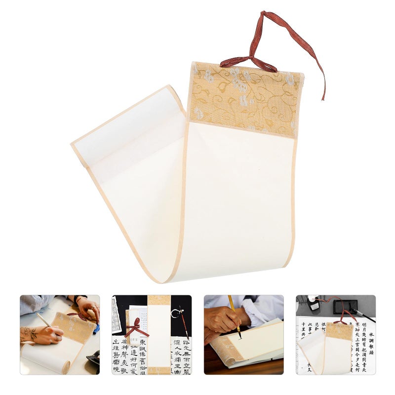 Aged Yellow Rice Paper Blank Chinese Calligraphy Scroll 10X38Cm for Painting Practice Home Office Decor - Image 4