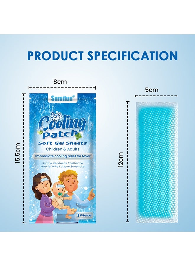 سوميفون عبوتان (14 قطعة) لصقة تبريد - لصقة تبريد للحمى، تخفيف طبيعي للصداع والصداع النصفي، شريحة هلامية ناعمة، لصقة حمى للأطفال، للتوتر/التهاب الجيوب الأنفية، منع الصداع - Image 2