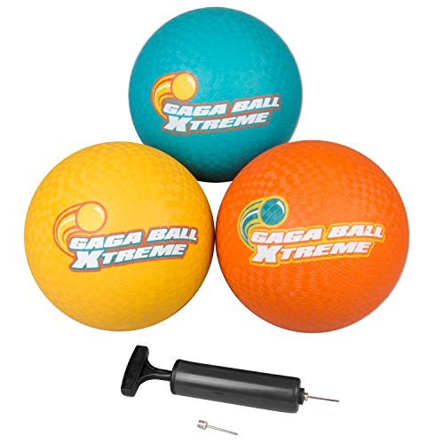 SCS Direct Gaga Ball 85 Inch Playground Balls w Air Pump 3 pk Durable Rubber Balls Official Size for Dodgeball Handball Great for Outside Play School Recess Games Kickball Kids Easter Basket Stuffer - Image 1