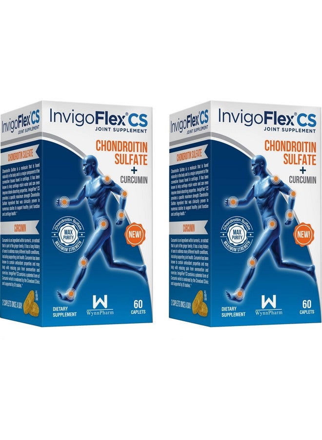 InvigoFlex مكمل مفاصل بريميوم INVIGOFLEX كوندرويتين سلفات مع كركم الكركمين غير معدّل وراثيًا للركبة واليد والظهر والورك - عبوة 2 - Image 1
