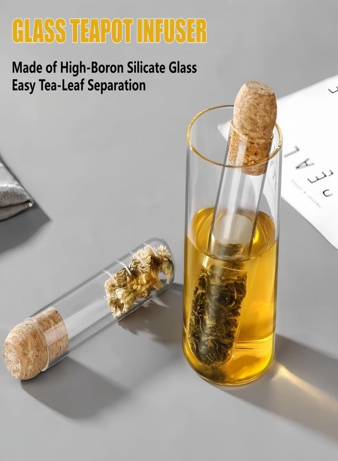 stablerice Glass Tea Infuser for Loose Leaf Teas, Tea Ftrainer for Brew Tea, Spices & Seasonings, Glass Loose Leaf Teas Steeper with Corks,6.1 x 1.2 inch - Image 2