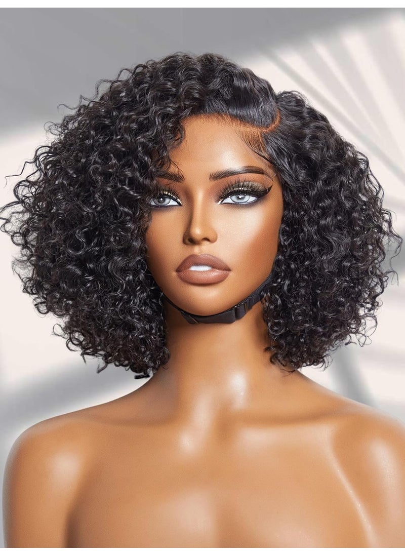 LUVME HAIR - LUVME HAIR Short Curly Wig Human Hair 10 Inch Glueless Wigs Human Hair Pre Cut Lace Closure Undetectable HD Lace Wig - Image 1