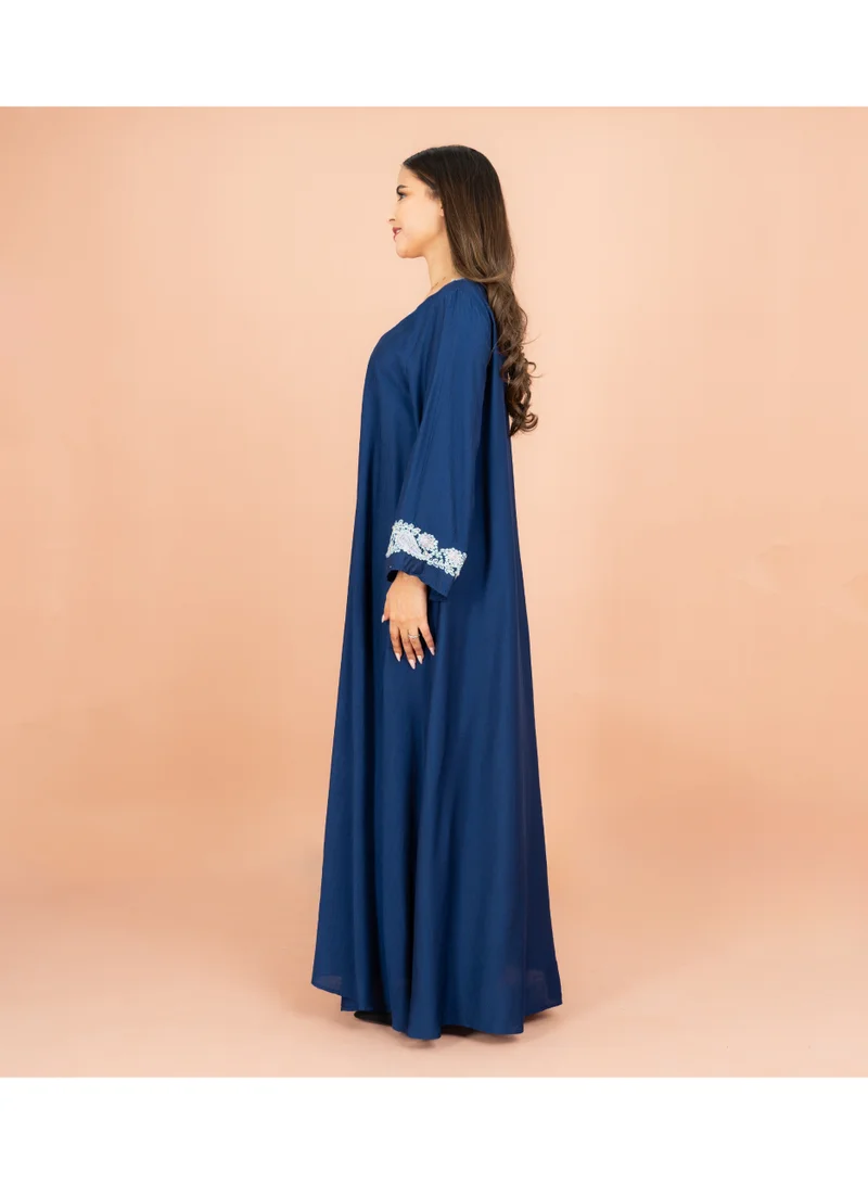IKKXA  Classic Solid Floral Embroidery Crystal Jalabiya for Women | Best Price UAE