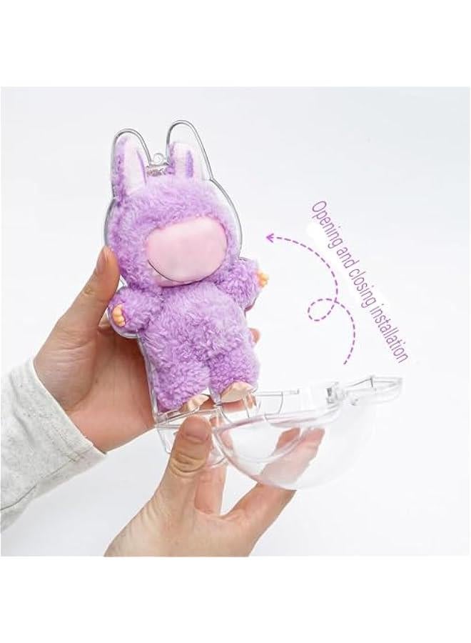 Protective Case for LABUBU, Clear Acrylic Display Cover Case for LABUBU with Keychain, Perfect for Labubu Doll Collectors-Standing Type Doll Not Included  - Image 5