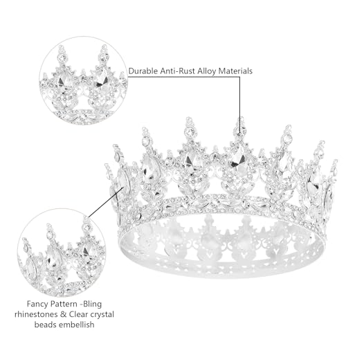 YOUlDIANZI Queen Crown Rhinestone Wedding Crowns and Tiaras for Women Costume Party Hair Accessories Princess BirthdayCrown Crystal BridalCrown (Gold White Crowns) - Image 5